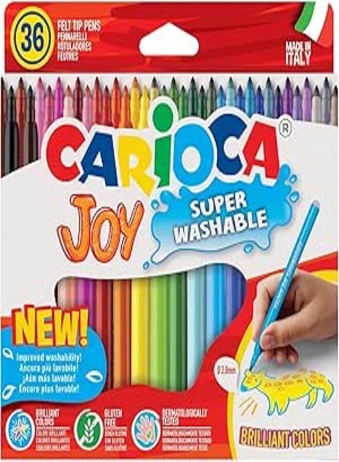 Carioca joy 36 colors felt tip pens washable,italy
